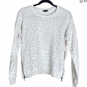 RAILS Marlo Zip Sweatshirt In Grey Jaguar Design Side Zipper Detail sz M